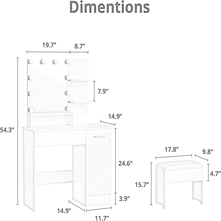 Latitude Run® Makeup Vanity Table Set,Dressing TableWith Drawer